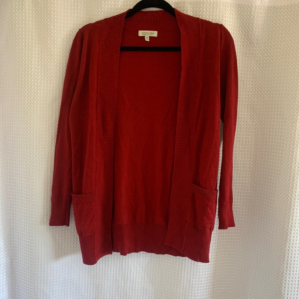 Gaze Striped Long Sleeve Cropped Shirt Size Medium